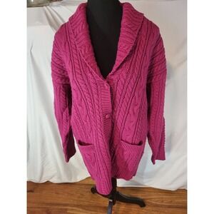 Vintage Susan Bristol 1990 Pink Size Large Chunky Cable Knit‎ 100% Wool Sweater